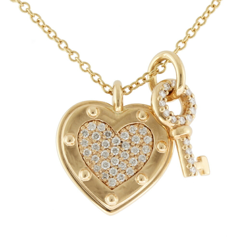 Tiffany Return to Love Heart Tag Key Necklace Gold Diamond